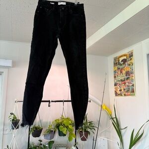 Bershka Black Wash Denim Jeans Frayed Hem Skinny Ankle Casual Size‎ EUR 40